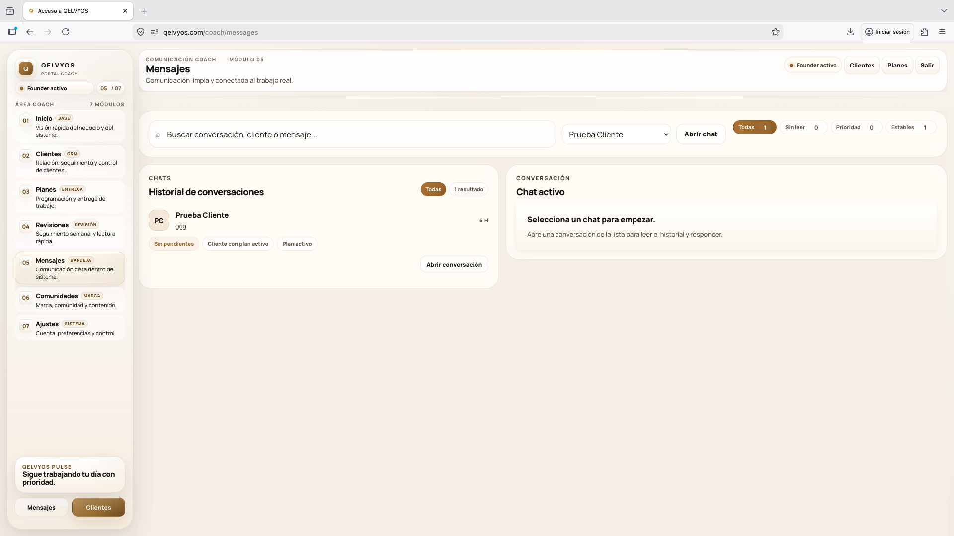 Bandeja conectada al sistema