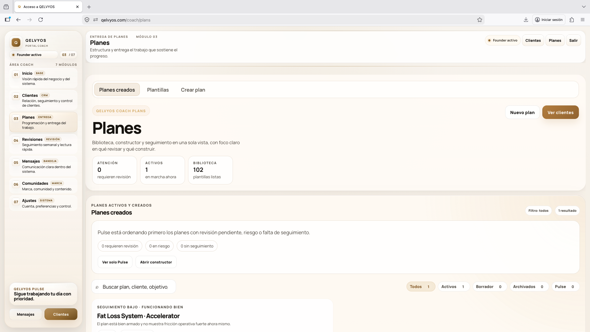 Vista de planes de Qelvyos